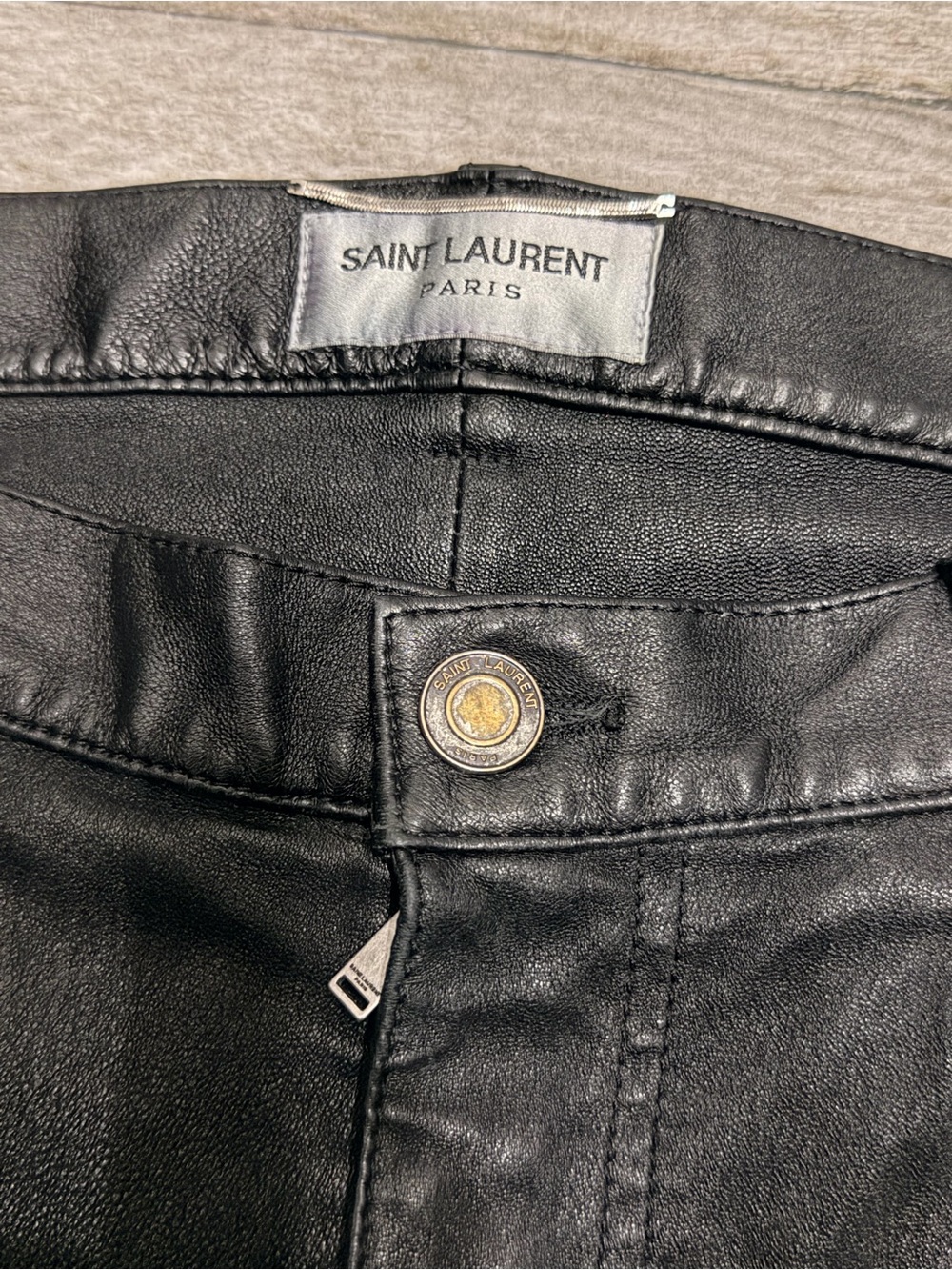 Saint Laurent Black skinny fit Lambskin Trousers